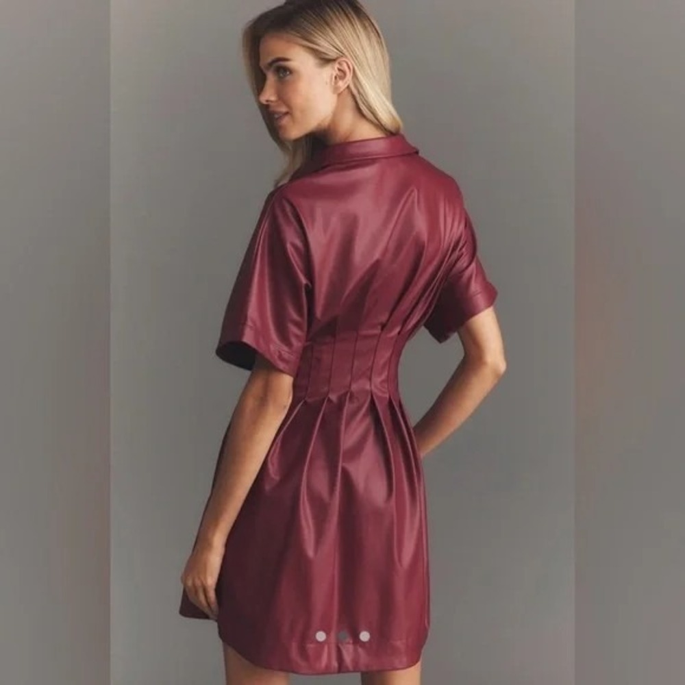 Anthropologie x Exquise The Tobie Faux Leather Mini Shirt Dress - Picture 2 of 11